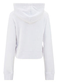 Rhinestone Sprayed Logo Hoodie - White