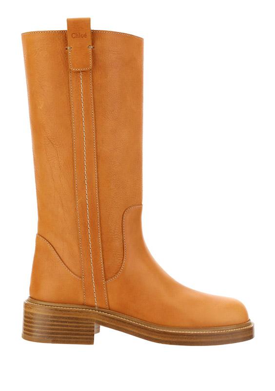 Edith Winter Boot In Vegetal Calfskin - Tan