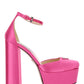 Satin Platform Pumps - Pink