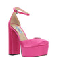 Satin Platform Pumps - Pink