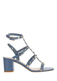 Rockstud Calfskin Ankle Strap Sandal 60 MM - Azure