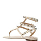 Rockstud Calfskin Flat Flip-Flop Sandal - Light Ivory