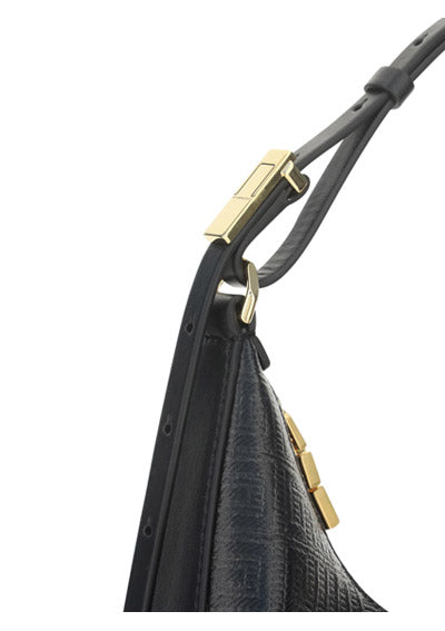 Small Moon Cut Out Bag in 4G Coated Canvas - Black.