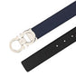 Reversible And Adjustable Gancini Belt - Black \ Navy