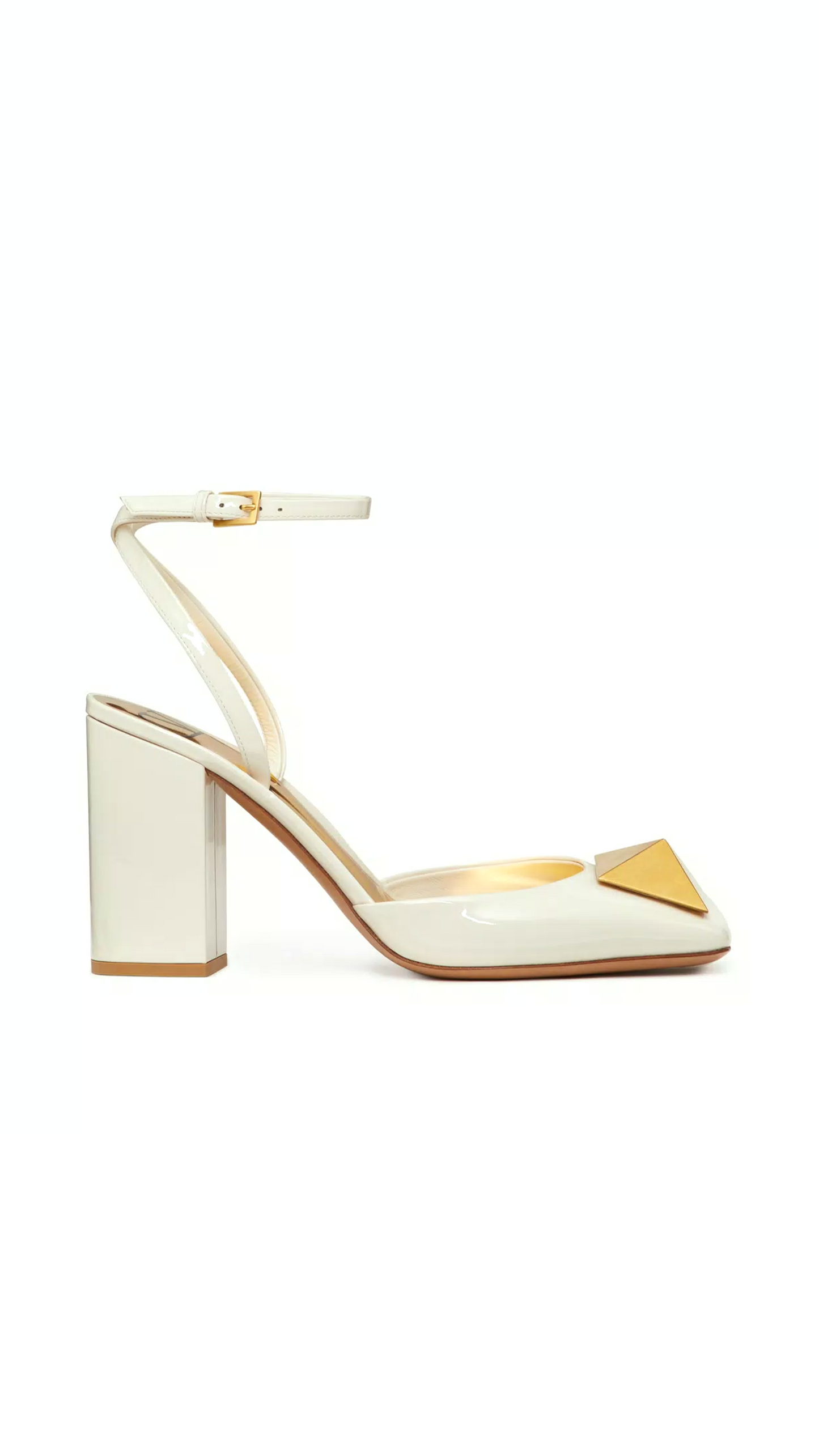 One Stud Pump in Patent Leather 90MM - Light Ivory