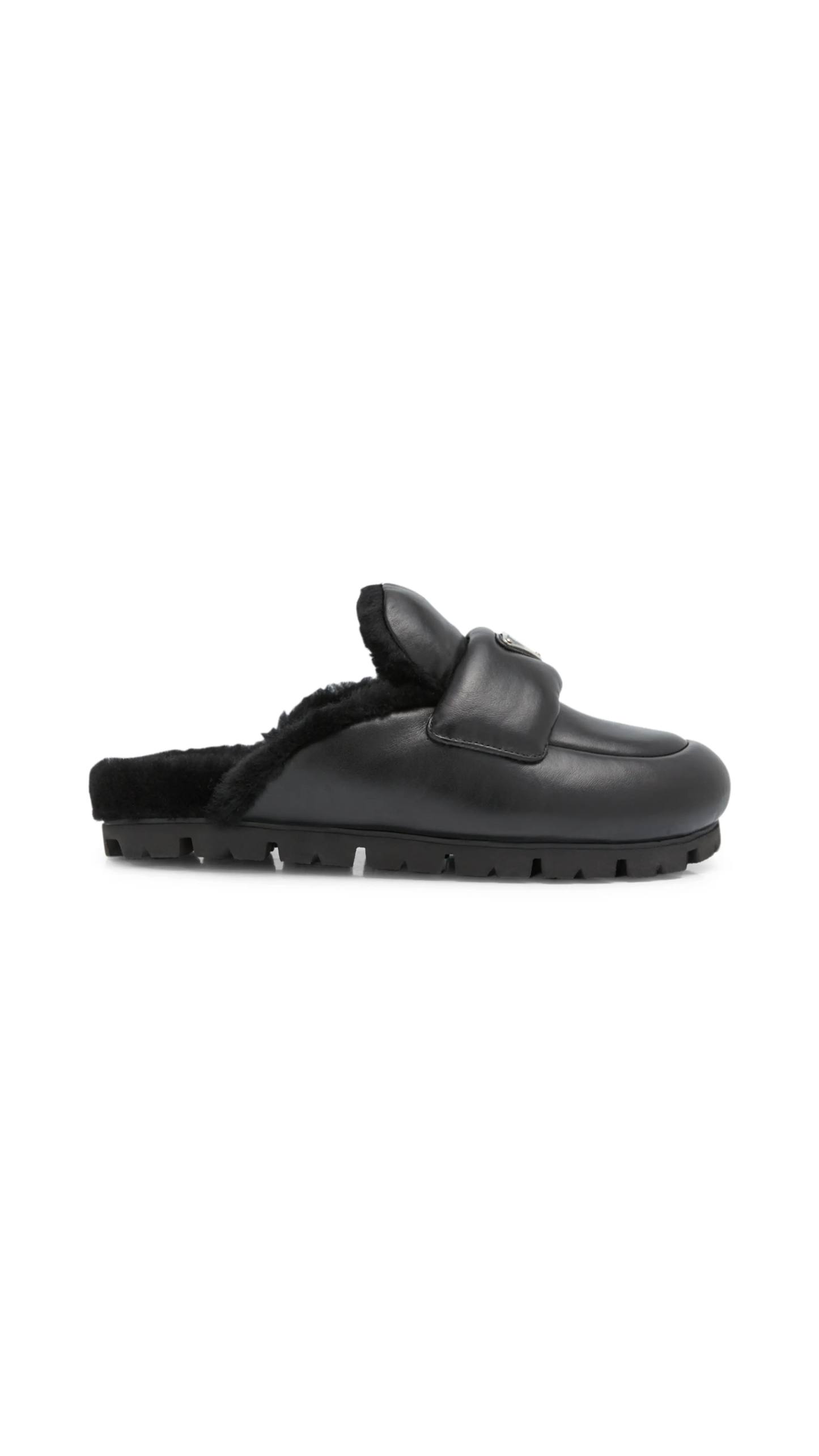 Soft Padded Nappa Leather and Shealing Sabot - Black