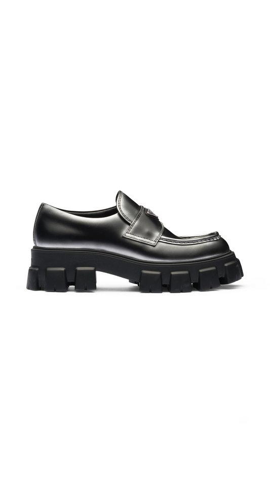 Monolith Nuanced Brushed Leather Loafers - Black