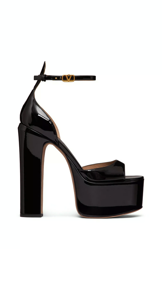 Tan-go Platform Patent Leather Sandal 155MM - Black