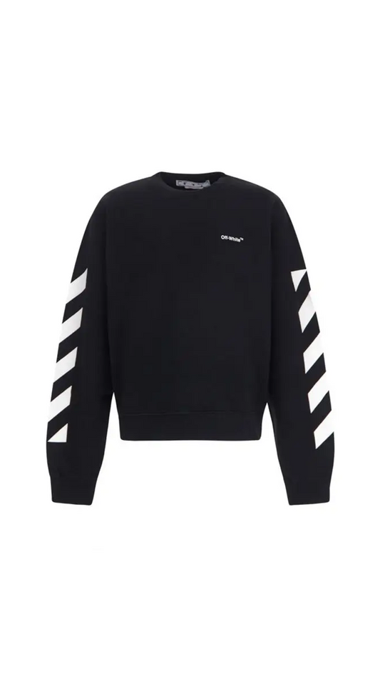 Diag Slim Crewneck - Black/White