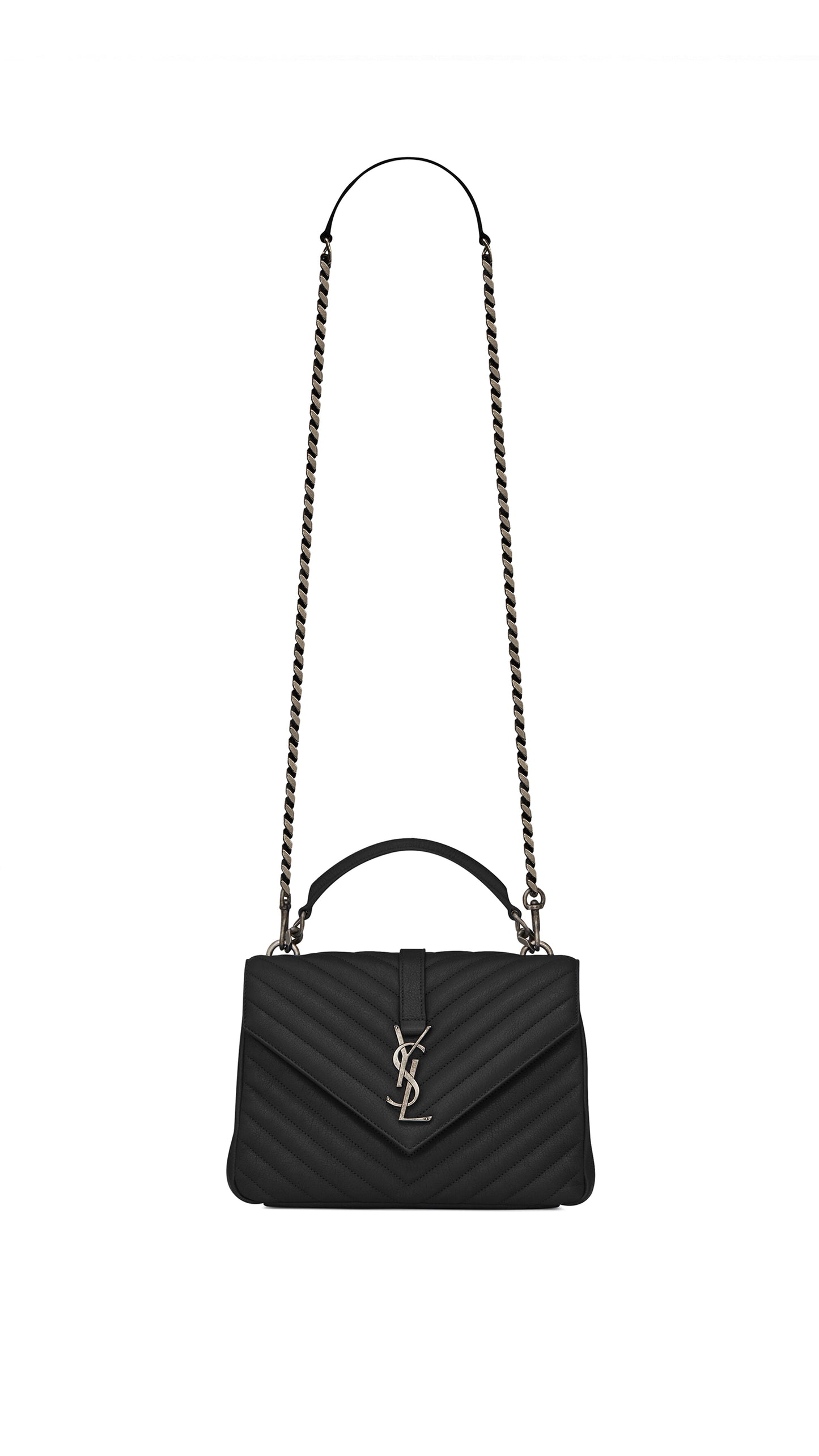 College Medium In Matelasse Leather - Black