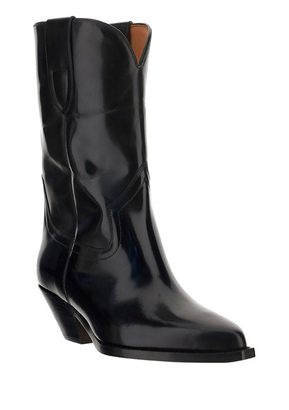 Dahope Leather Western Boots - Black