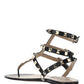Rockstud Calfskin Flat Flip-Flop Sandal - Black