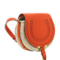 Small Marcie Cross-body Basket in Hand-Braided Raffia & Small Grain Calfskin - Rusted Orange