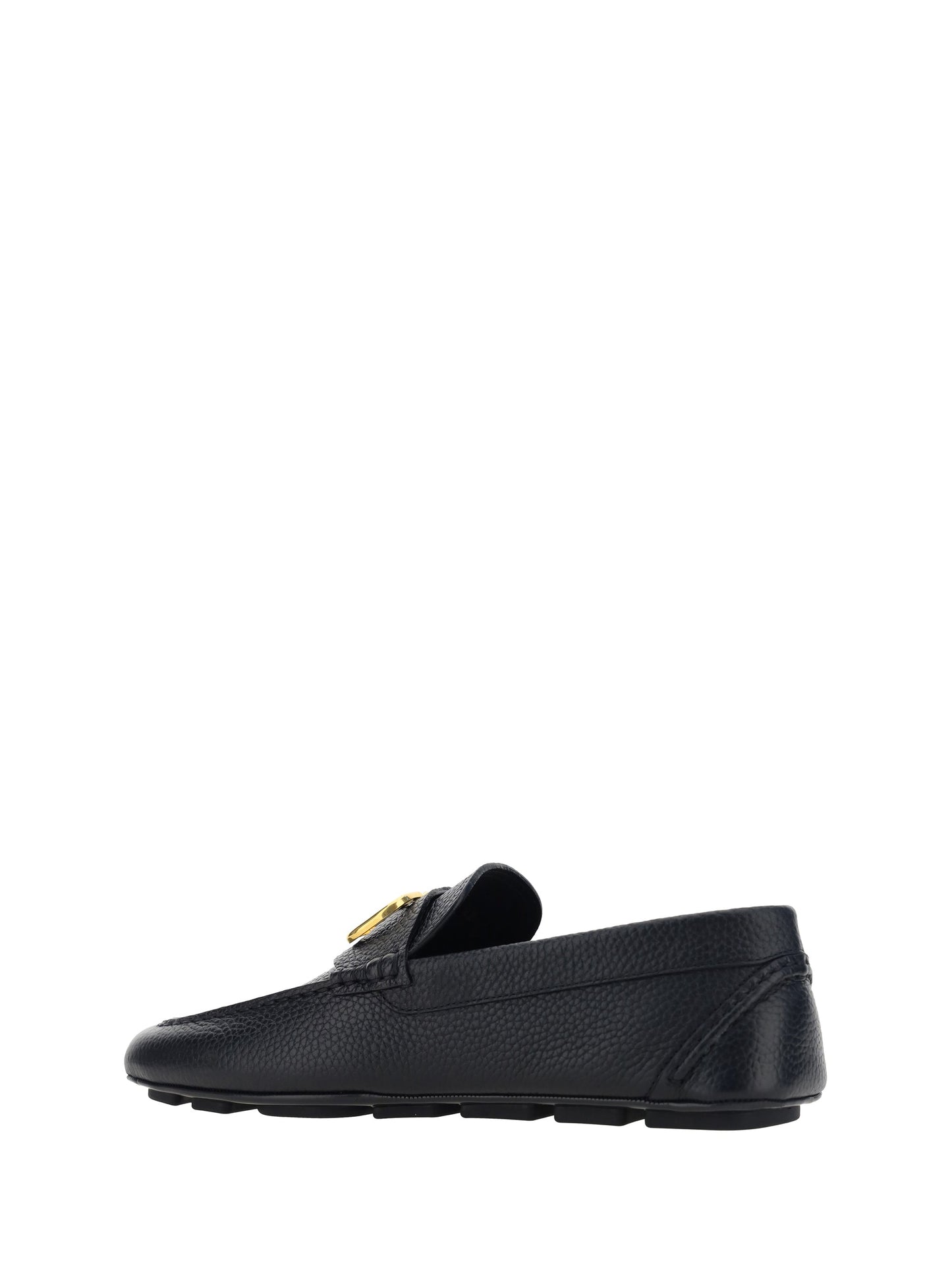 Vlogo Signature Grainy Calfskin Driving Shoe - Black/Gold