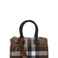 Check and Leather Mini Bowling Bag - Dark Birch Brown