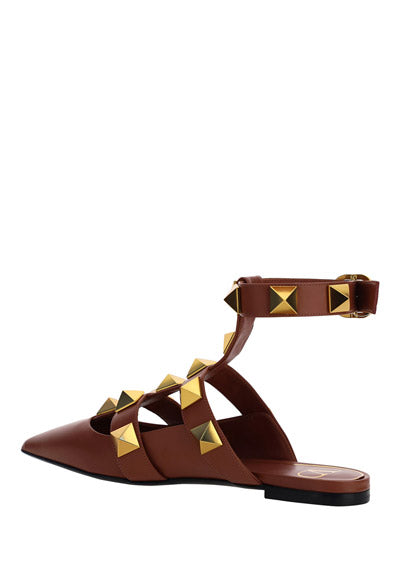 Roman Stud Ballet in Calfskin - Tan