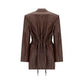 Irbid Leather Blazer Dress - Brown