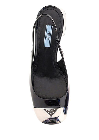 Patent Leather Slingback Pumps - Black.