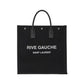 Rive Gauche N/S Tote Bag In Printed Canvas And Leather - Black