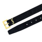 Cassandre Belt with Square Buckle in Suede Leather - Black