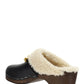 Le Maillon Clogs in Smooth Leather and Shearling - Noir