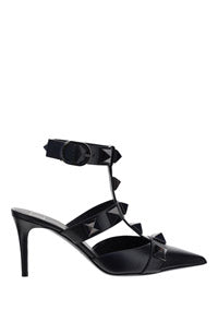 Roman Stud Patent Leather Sandals - Black