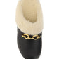 Le Maillon Clogs in Smooth Leather and Shearling - Noir