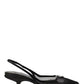 Mesh Fabric Slingback Pumps - Black