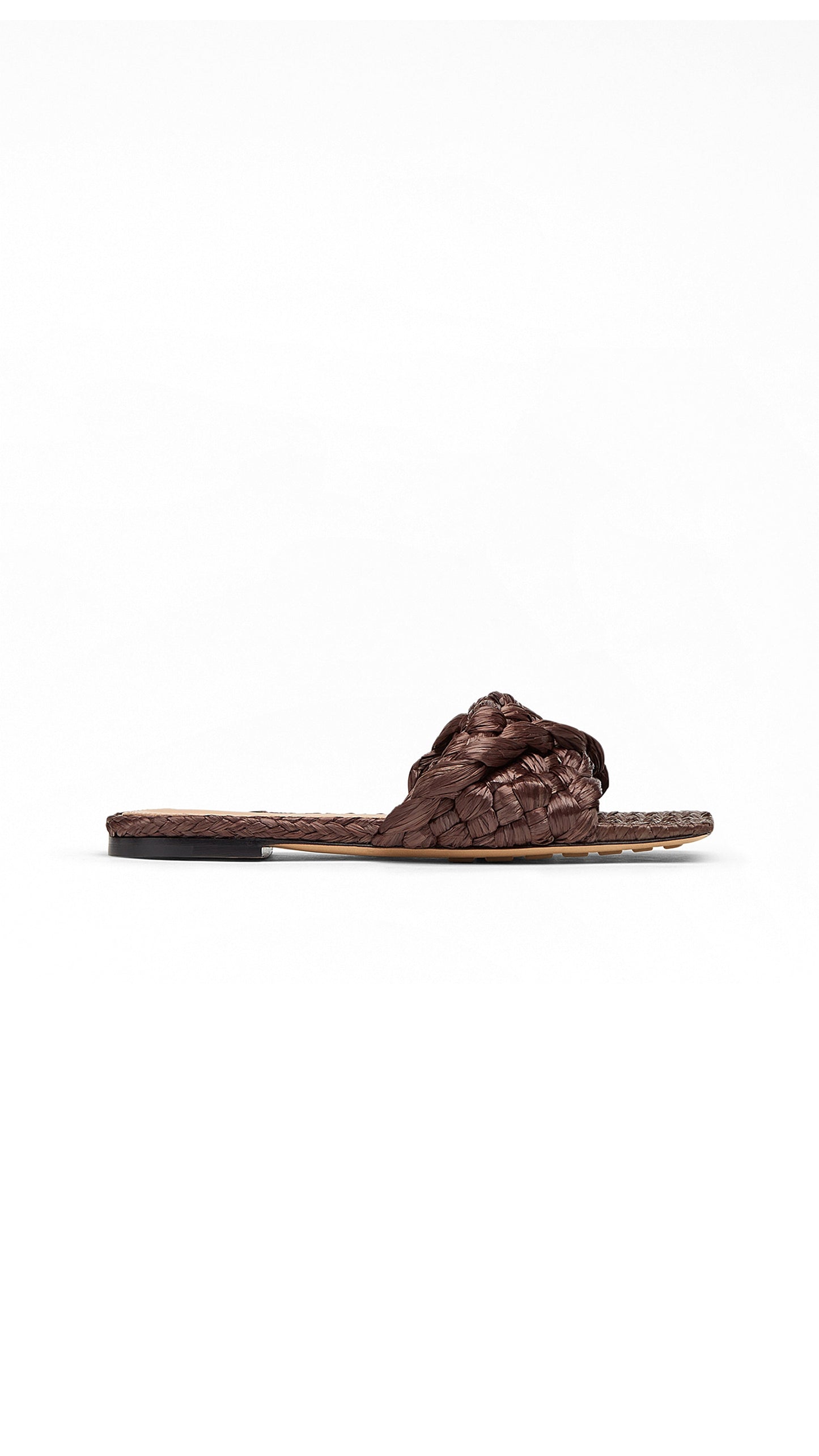 Stretch Flat Raffia Sandals - Bitter Chocolate