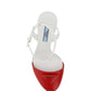 Brushed Leather Pumps - White / Red