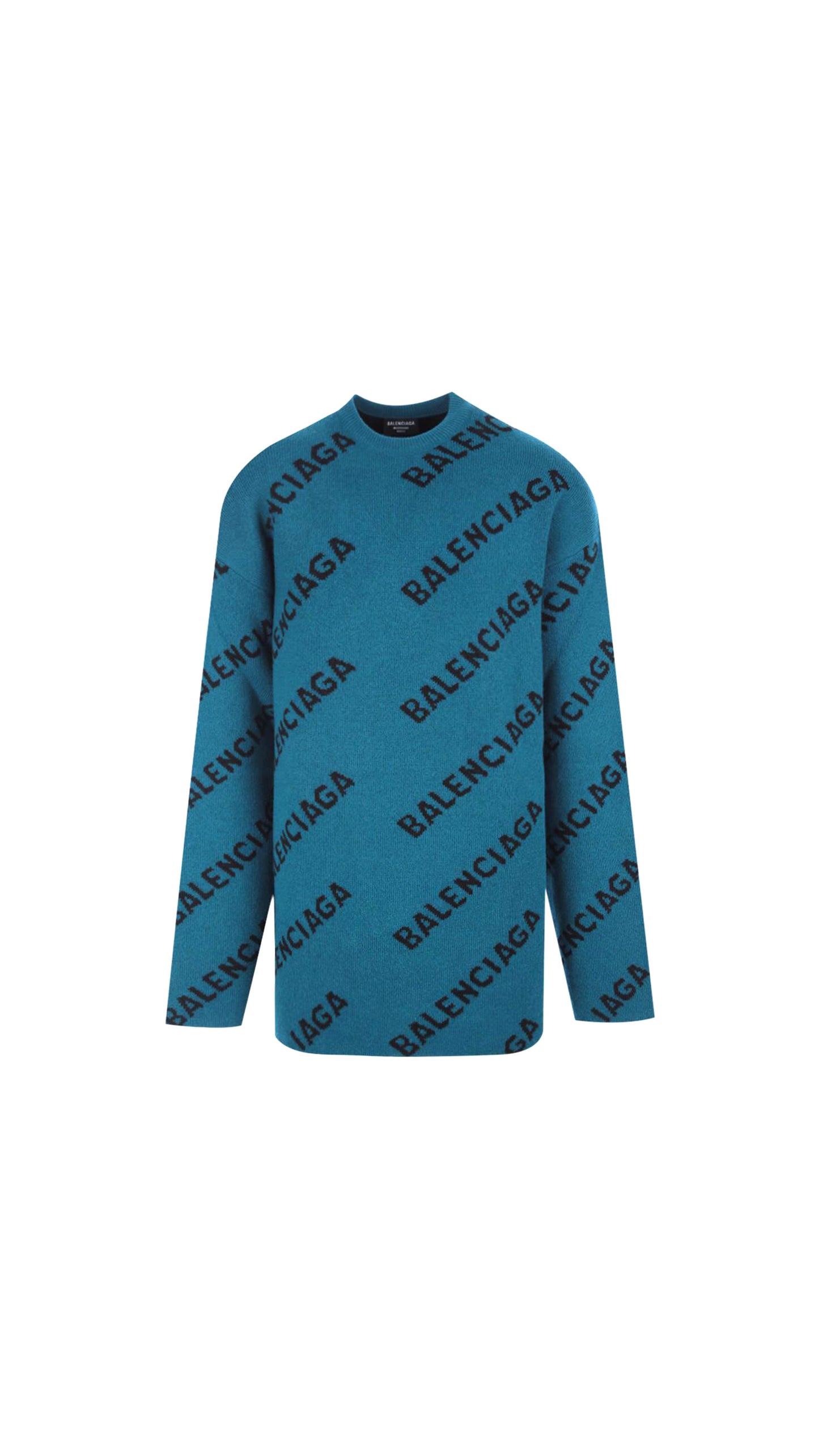 Allover Logo Knit Sweater - Petrol Blue