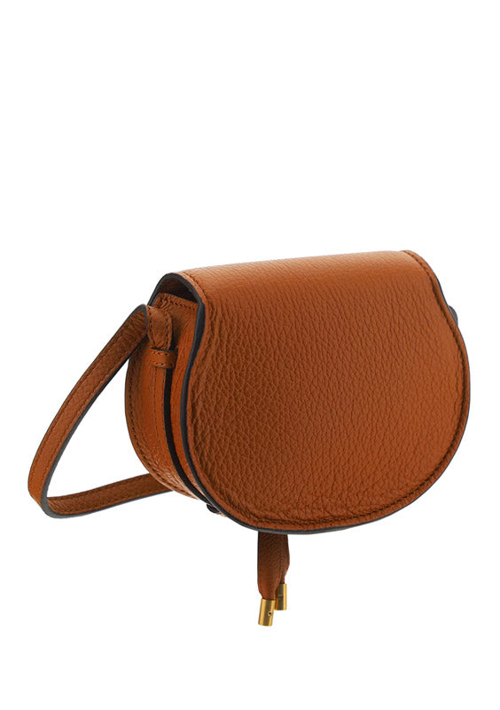 Marcie Nano Saddle Bag in Grained Calfskin - Tan