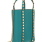 Rockstud Leather Bucket Bag - Turquoise