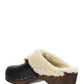 Le Maillon Clogs in Smooth Leather and Shearling - Noir