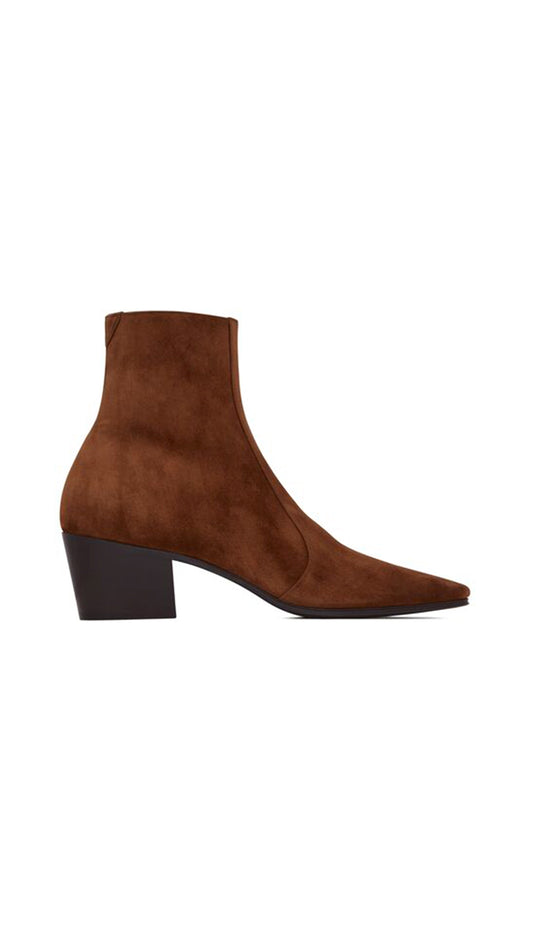 Vassili Zipped Booties In Suede - Brown