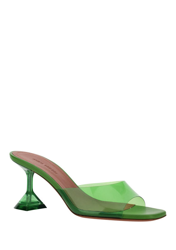 Lupita Glass 70mm PVC Mules - Green