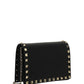 Rockstud Grainy Calfskin Chain Pouch - Black.