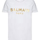 Cotton T-shirt With Paris Logo Print - White / Gold