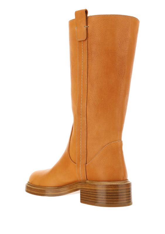 Edith Winter Boot In Vegetal Calfskin - Tan