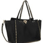 Medium Grainy Calfskin Rockstud Bag - Black