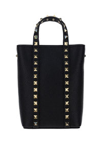 Rockstud Calfskin Leather Tote - Black.