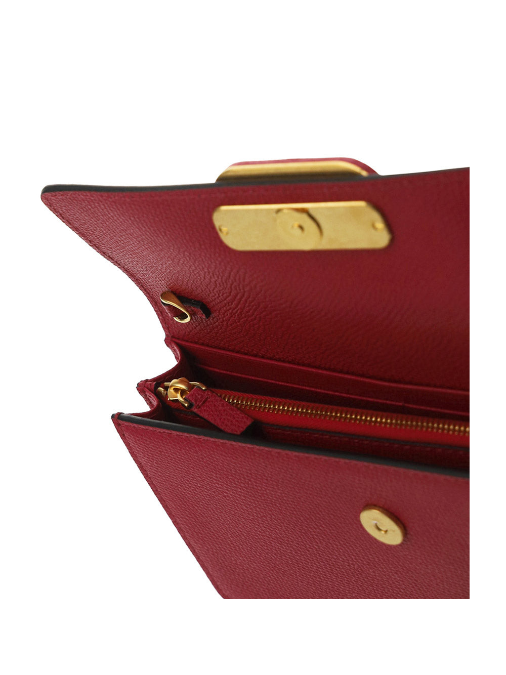 Vlogo Signature Grainy Calfskin Wallet With Chain - Blossom