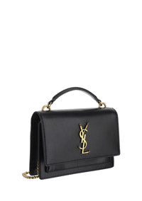 Sunset Chain Bag In Smooth Leather - Black