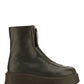 Zipped Boot in Leather - Khaki Green