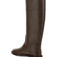 FF Karligraphy Motif Boots In Crocodile-Embossed Leather - Brown