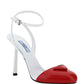 Brushed Leather Pumps - White / Red
