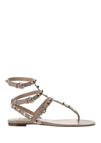 Rockstud Calfskin Flat Flip-Flop Sandal - Poudre