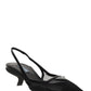 Mesh Fabric Slingback Pumps - Black