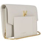 Uptown Chain Wallet In Grain De Poudre Embossed Leather - White