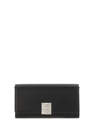 4g Wallet in Box Leather With Chain - Black.